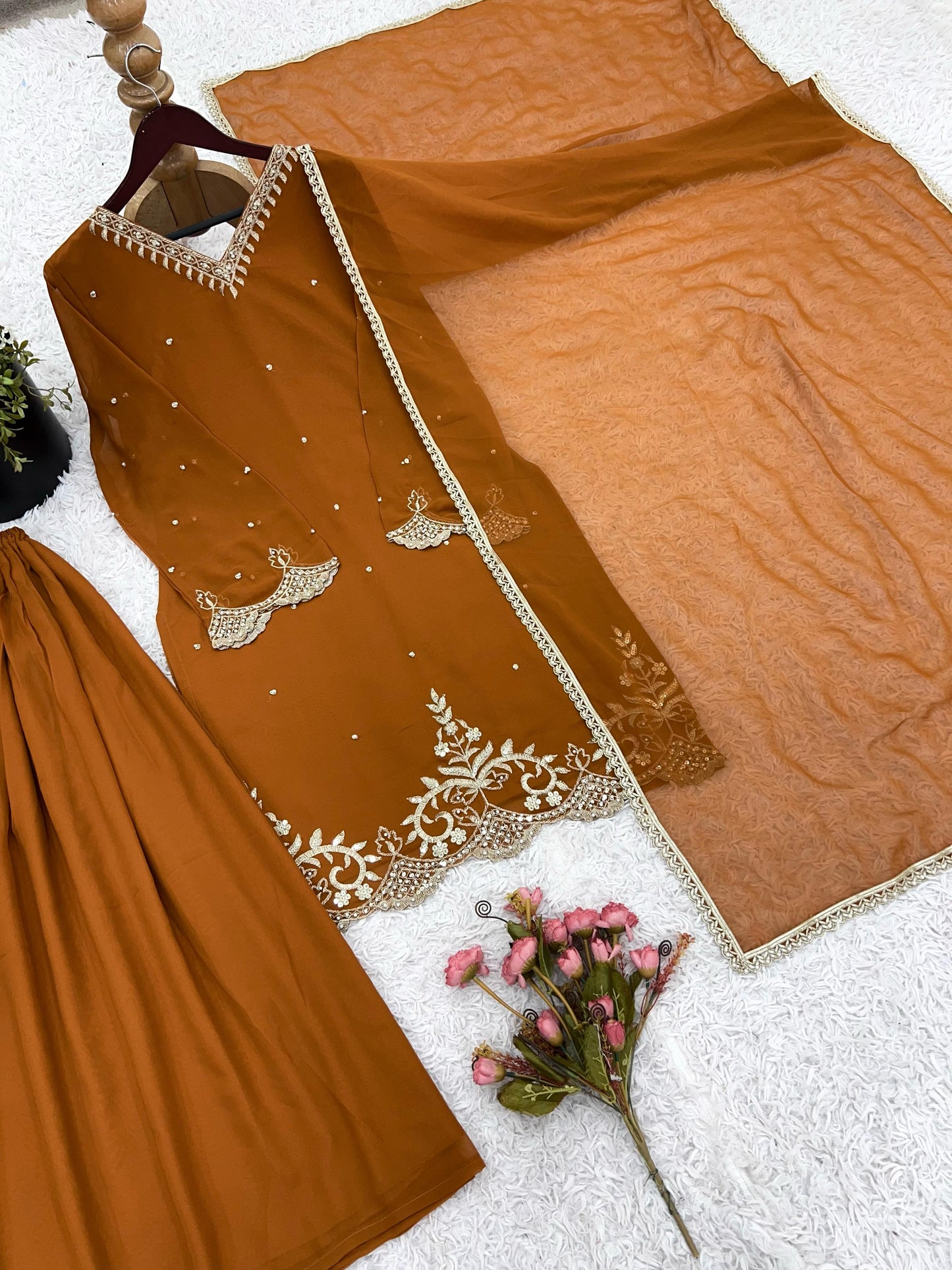 Golden Color Beautiful Partywear Dresss