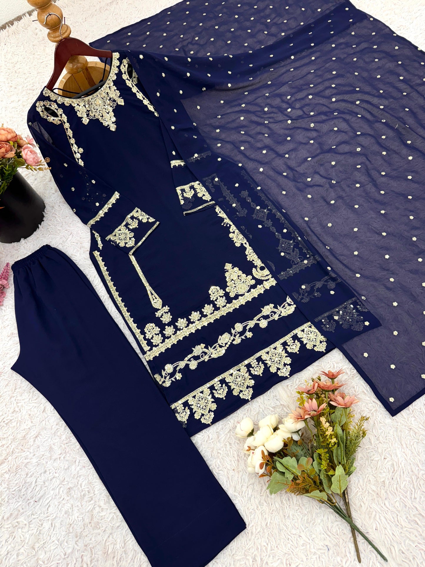 Embroidered Sequence Work Designer Three Piece Set