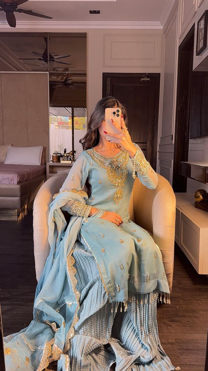 Sky BLue Color Beautiful Partywear Dresss