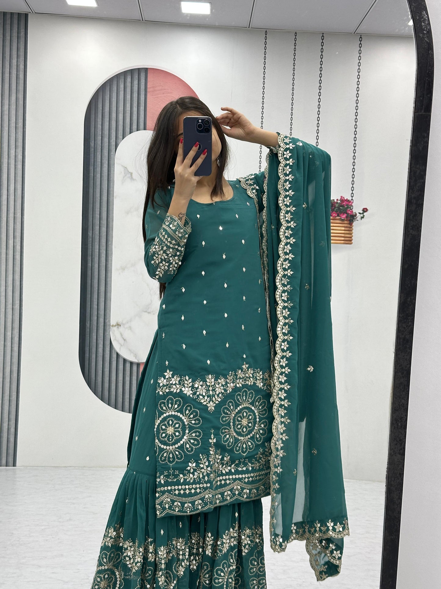 Beautiful Sharara Suit For Wedding Function in Georgette Fabric