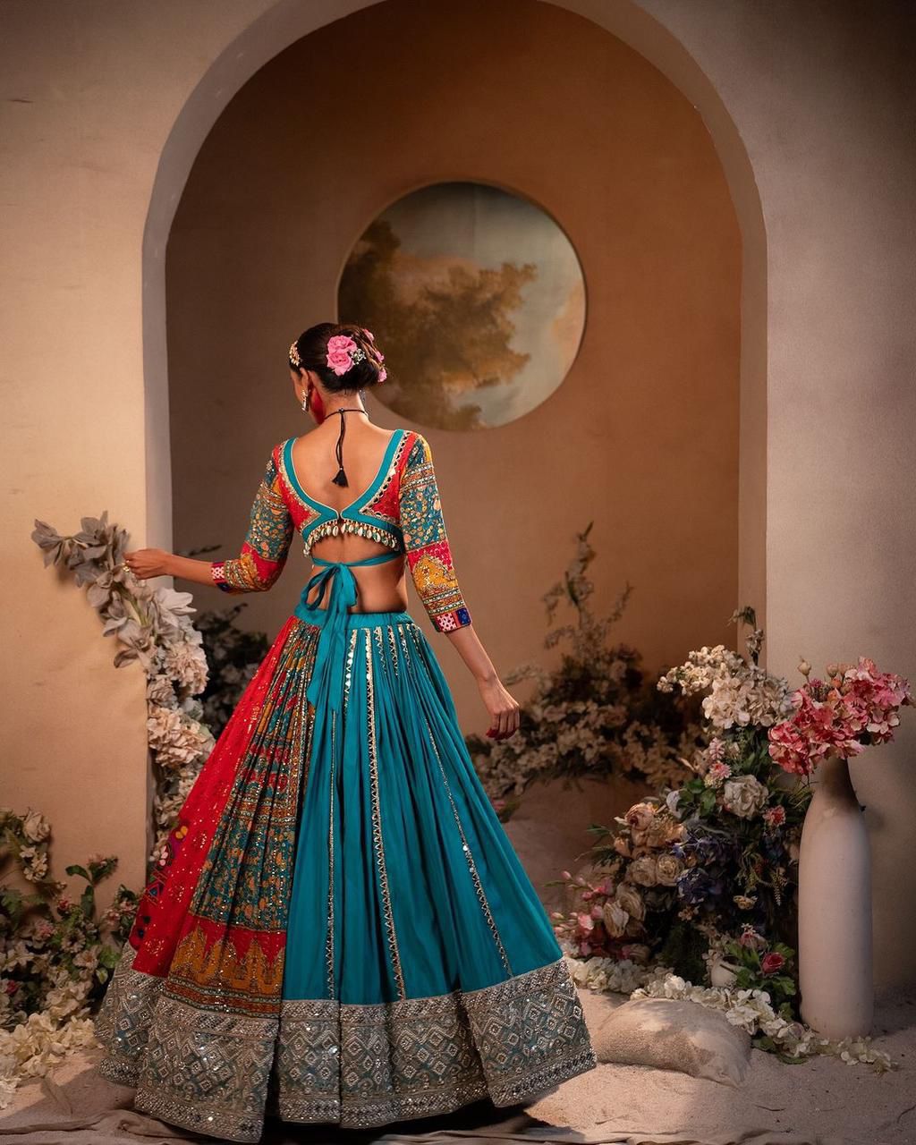 Navratri Wear Lehenga Choli in Muslin Cotton Fabric