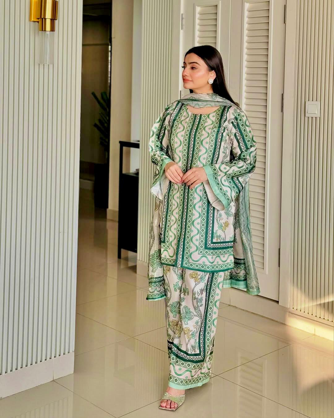 light Green Color Beautiful Summer WEar Dress in Crape Fabric