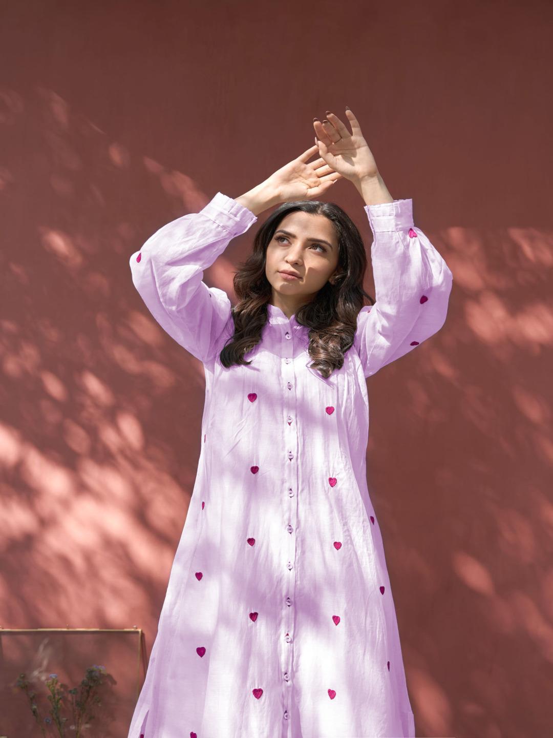 Purple Color Beautiful Cotton Wear Kurti Pent Set