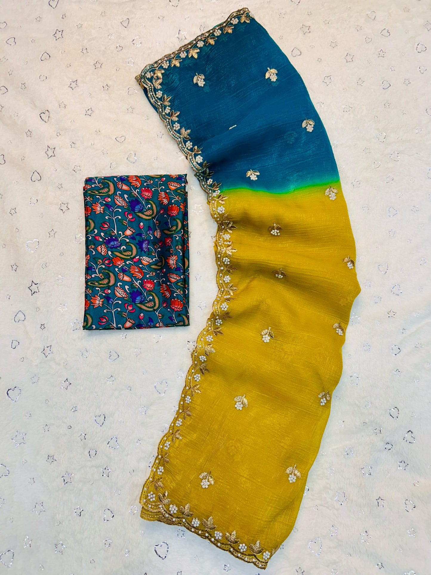 Beautiful Chiffon FAbric Saree for weeding wear