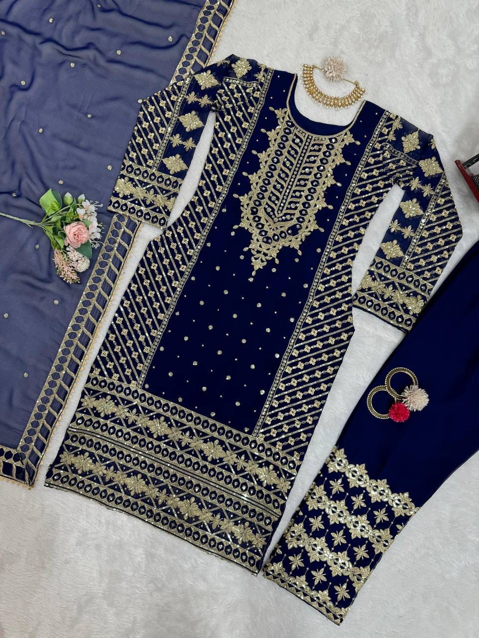 Blue Color Beautiful PArtywear Dress in Georgette Fabric