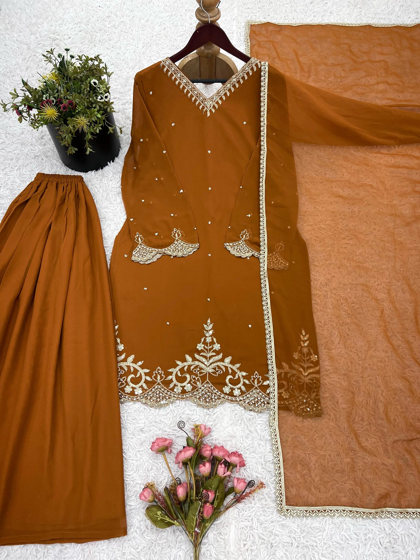 Golden Color Beautiful Partywear Dresss