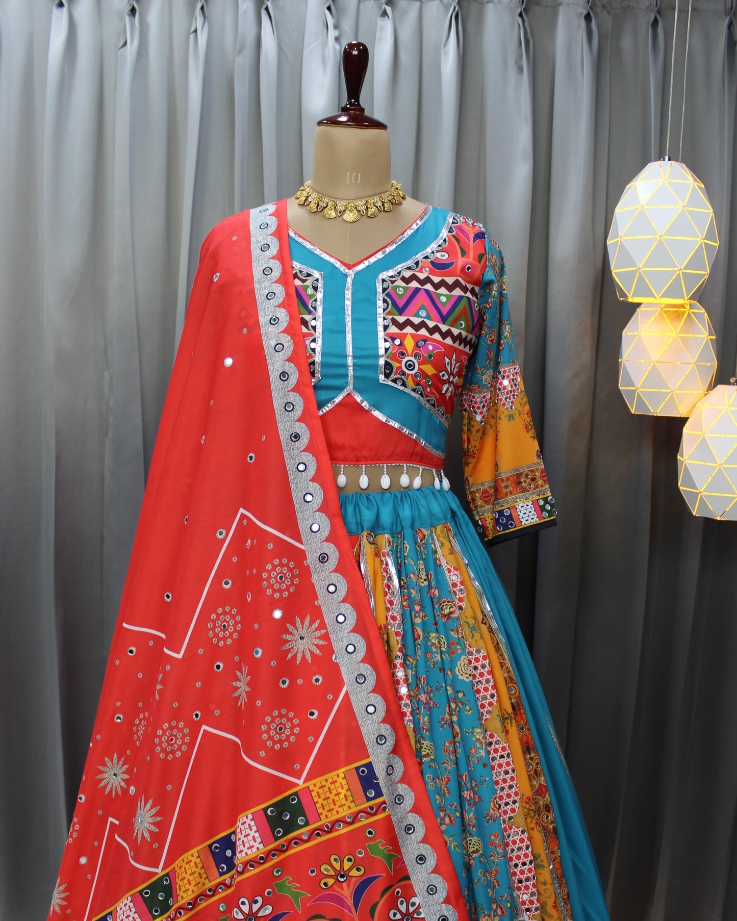 Navratri Wear Lehenga Choli in Muslin Cotton Fabric
