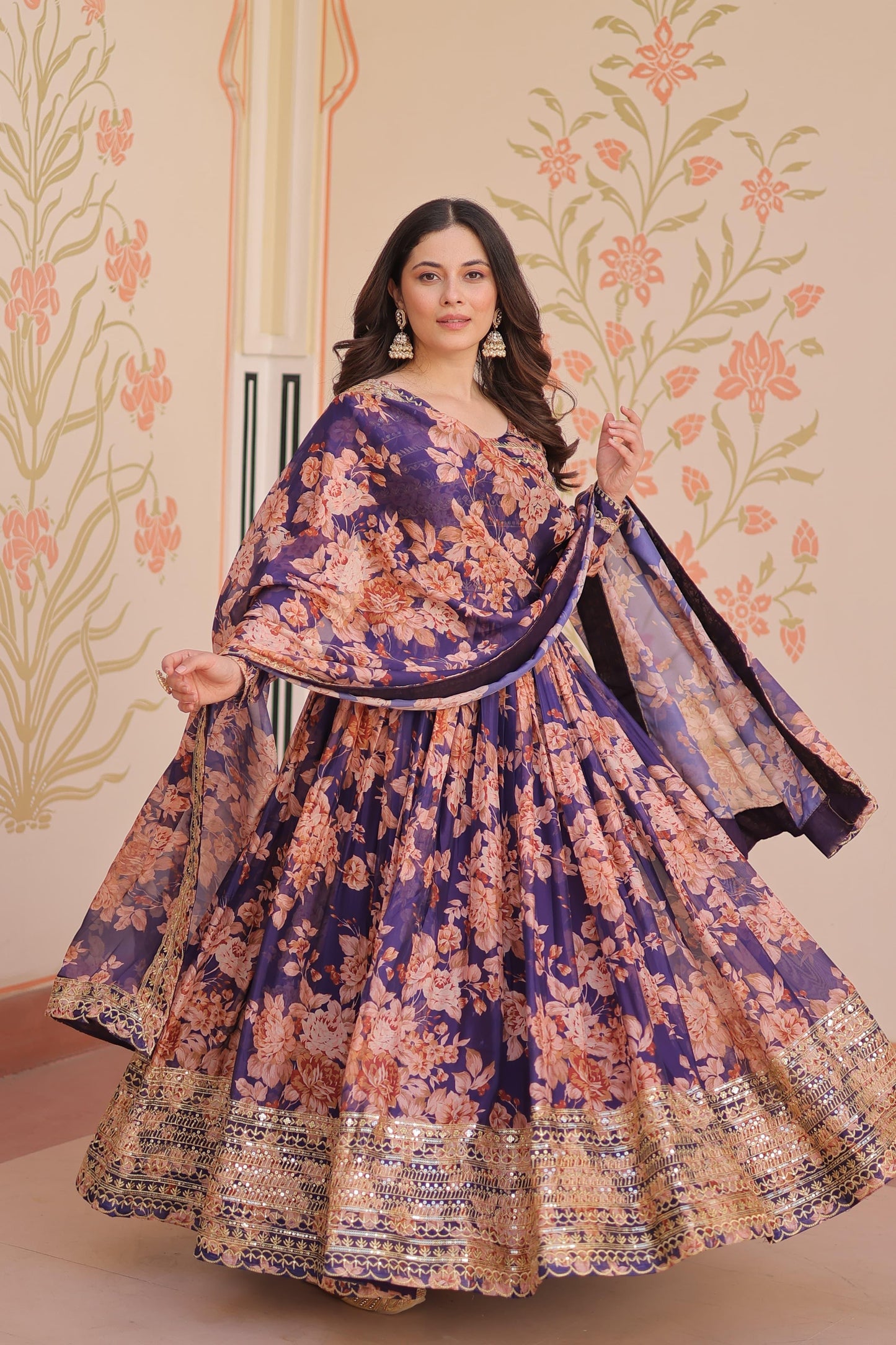 Designer Readymade Gown-Dupatta Collections in Silk Fabric