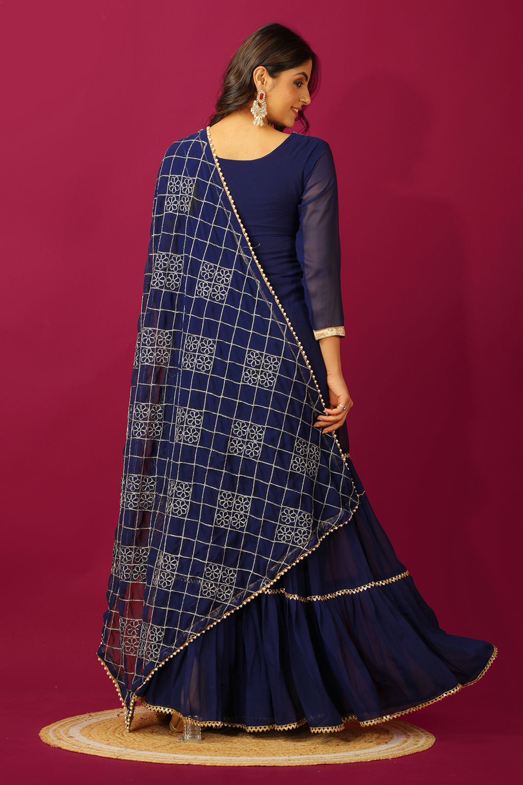 Blue Color Beautiful Plazo Dress in Georgette Fabric