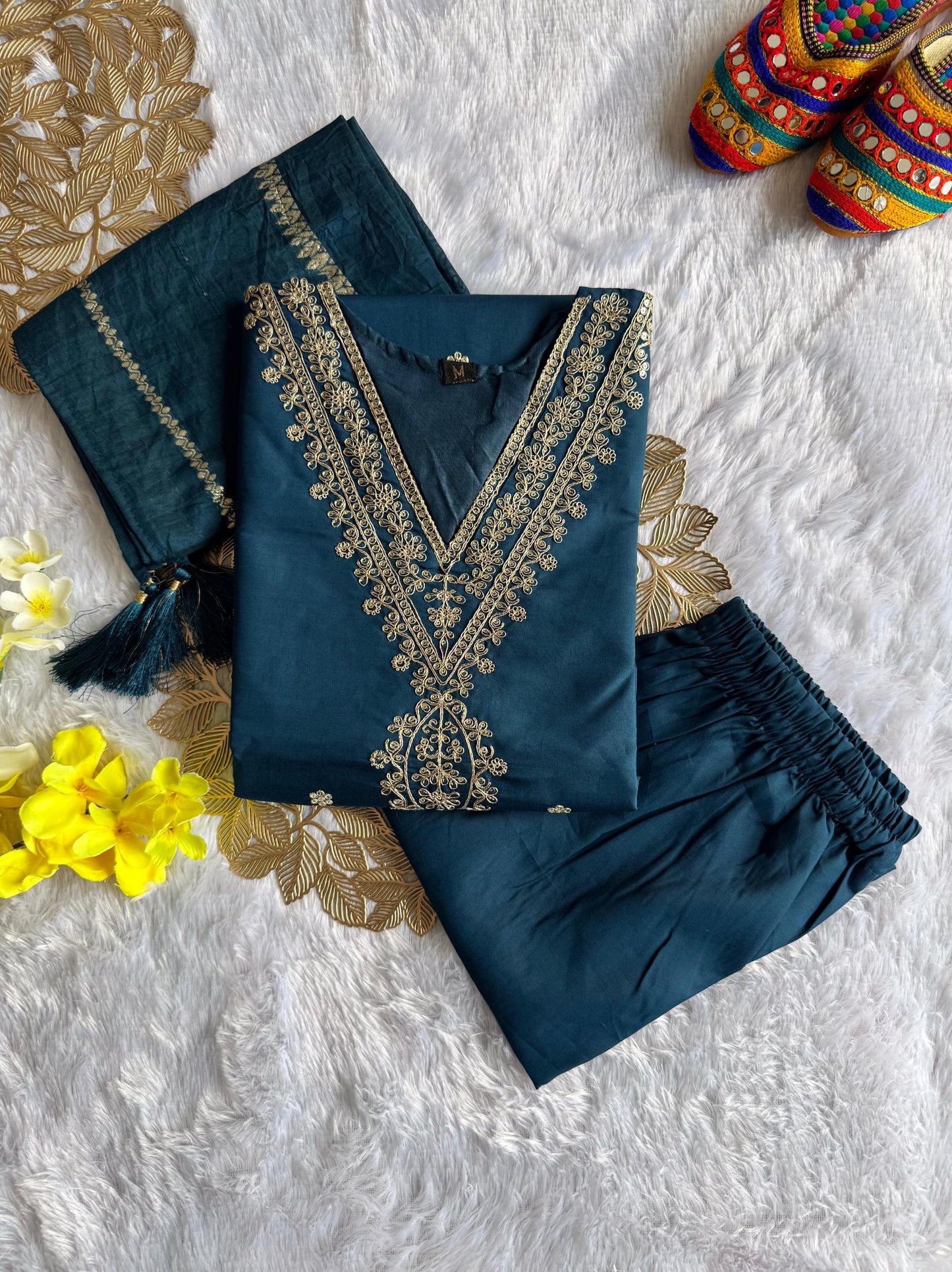 Blue Color Beautiful Summer WEar Dress in Roman silk fabric