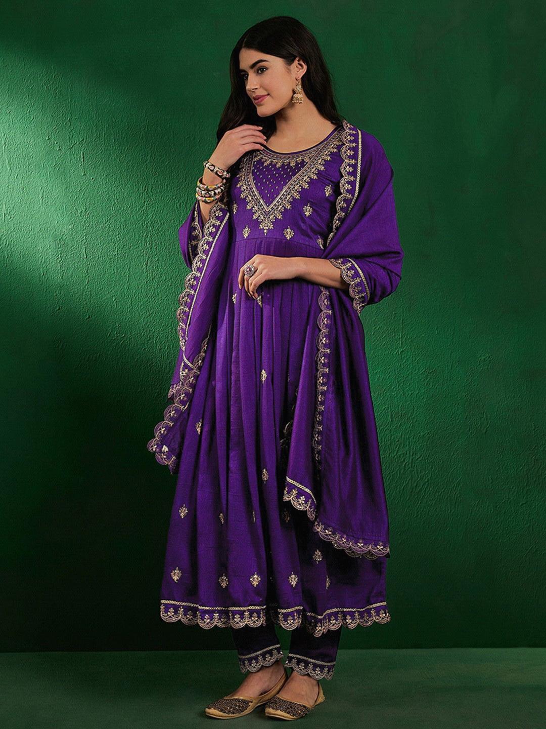 Blue color Beautiful Silk Gown with embroidery work