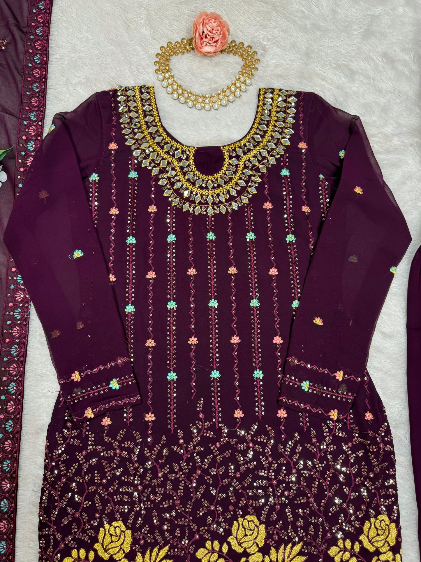 Purple Color Partywear Dress in Georgette FAbric