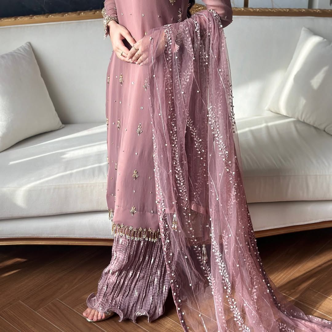 Designer Party Top Pallazo & Dupatta Set