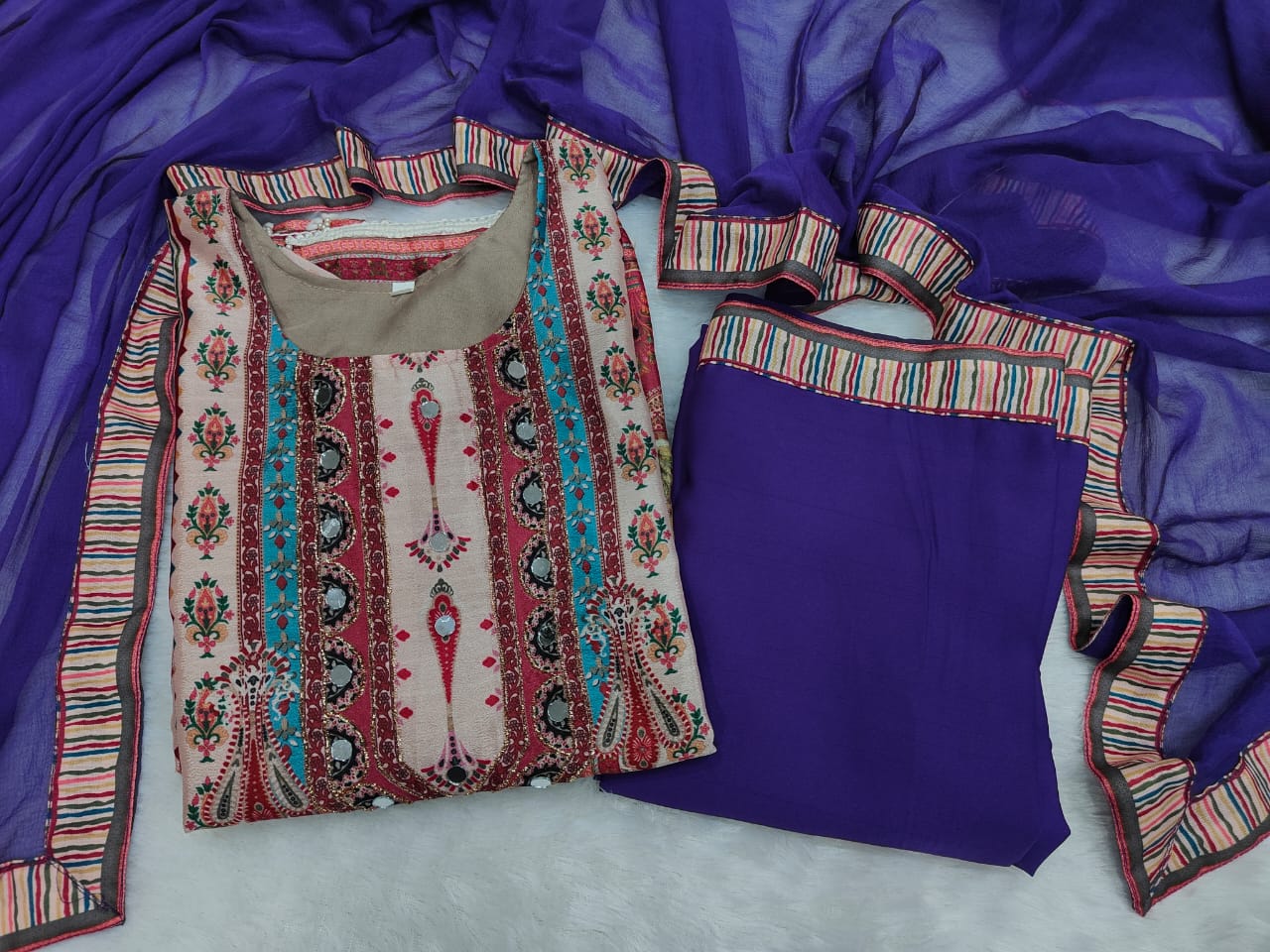 Summer Wear Dress in Chinon Fabric