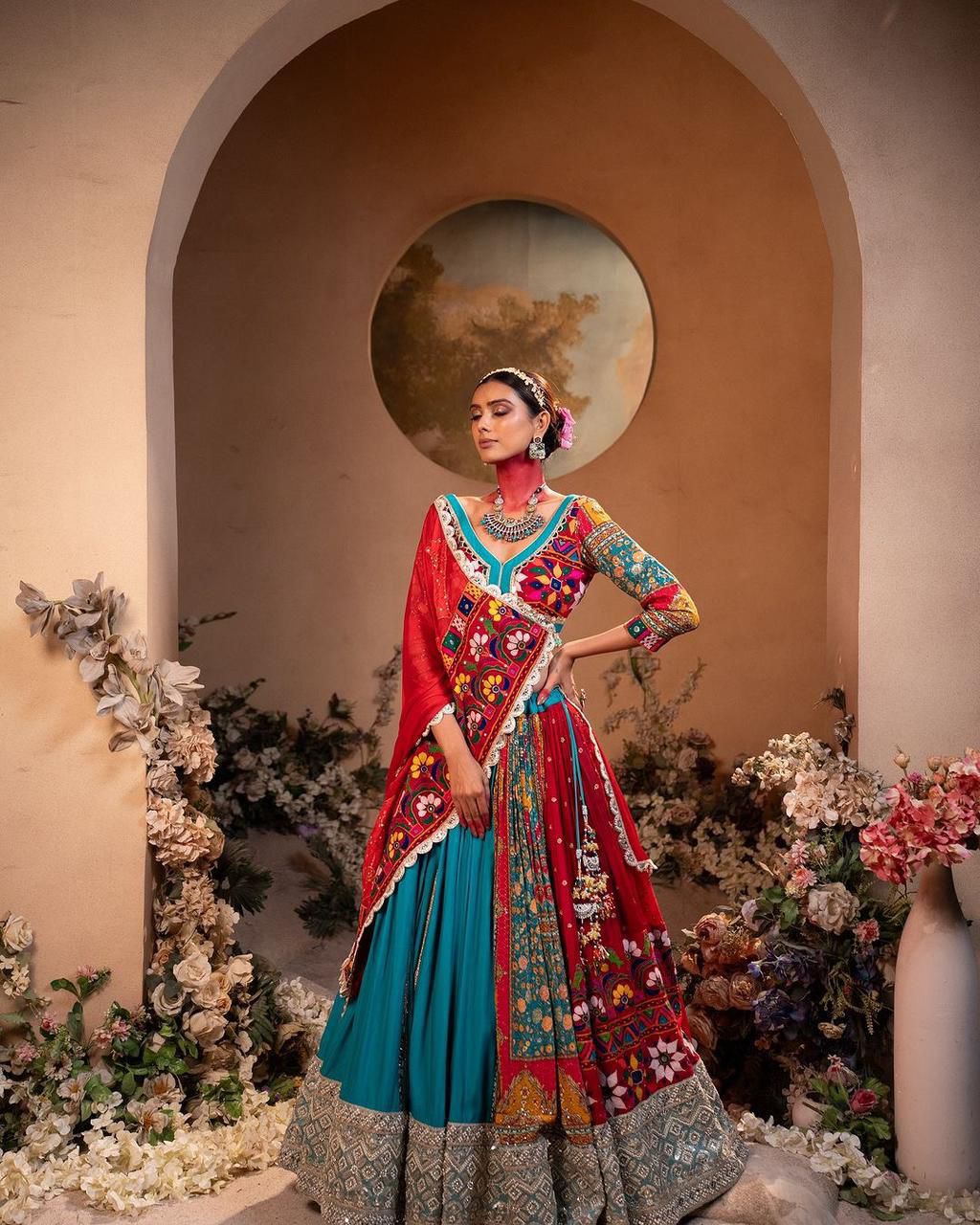 Navratri Wear Lehenga Choli in Muslin Cotton Fabric