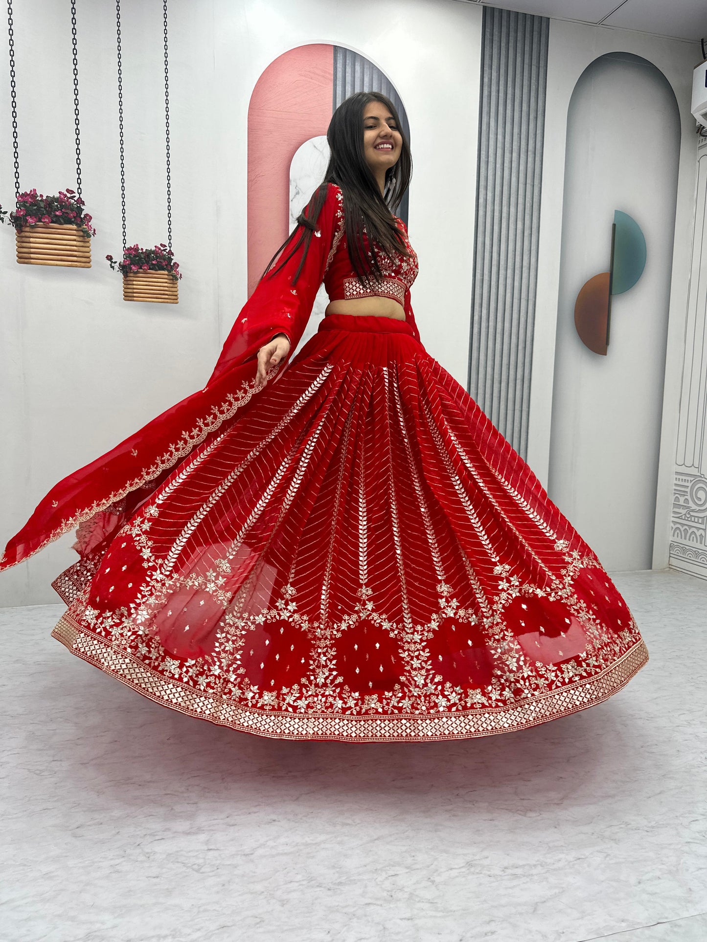 Launching Embroidered Lehenga Choli in red color