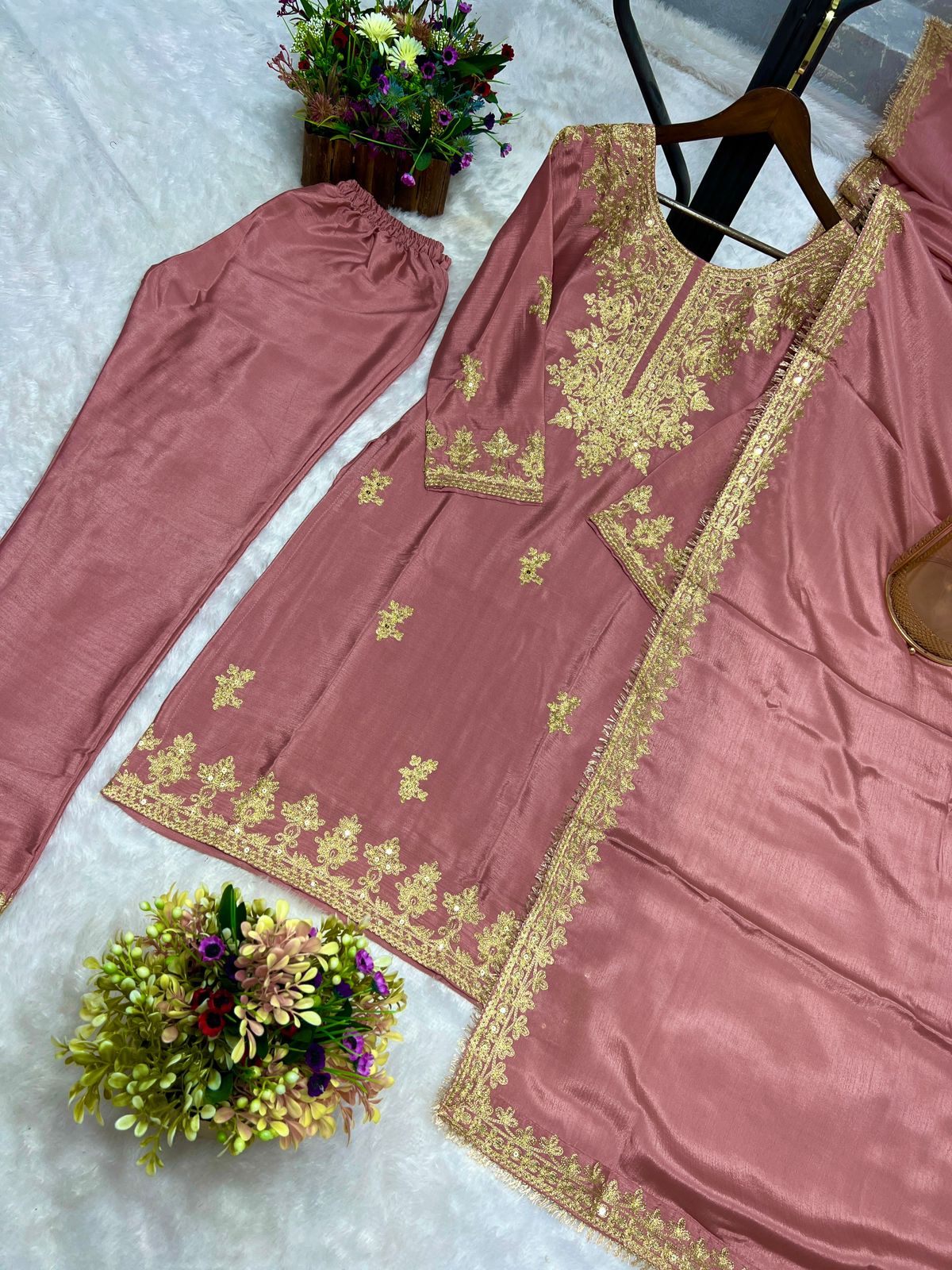 Ready To Wear Collection With Embroidery Work Fancy Top - Pent With Dupatta