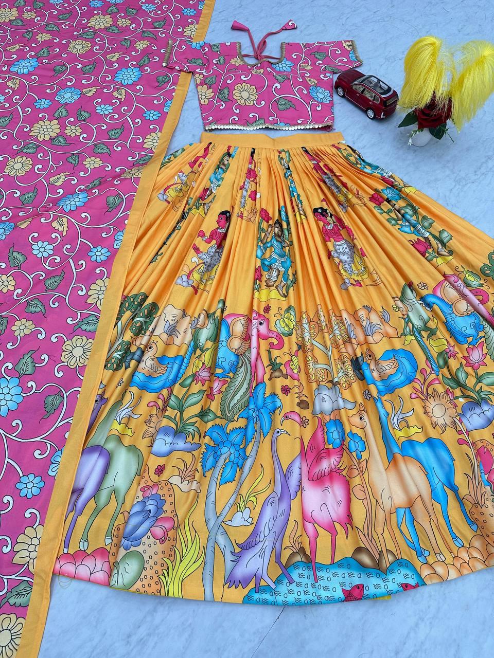Kalamkari Lehenga Choli in cotton fabric