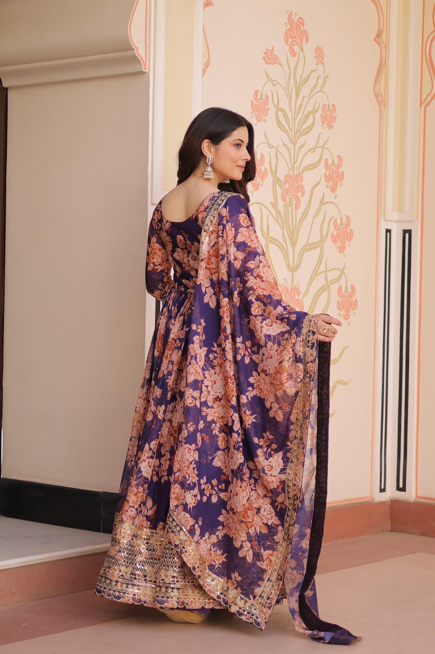 Designer Readymade Gown-Dupatta Collections in Silk Fabric