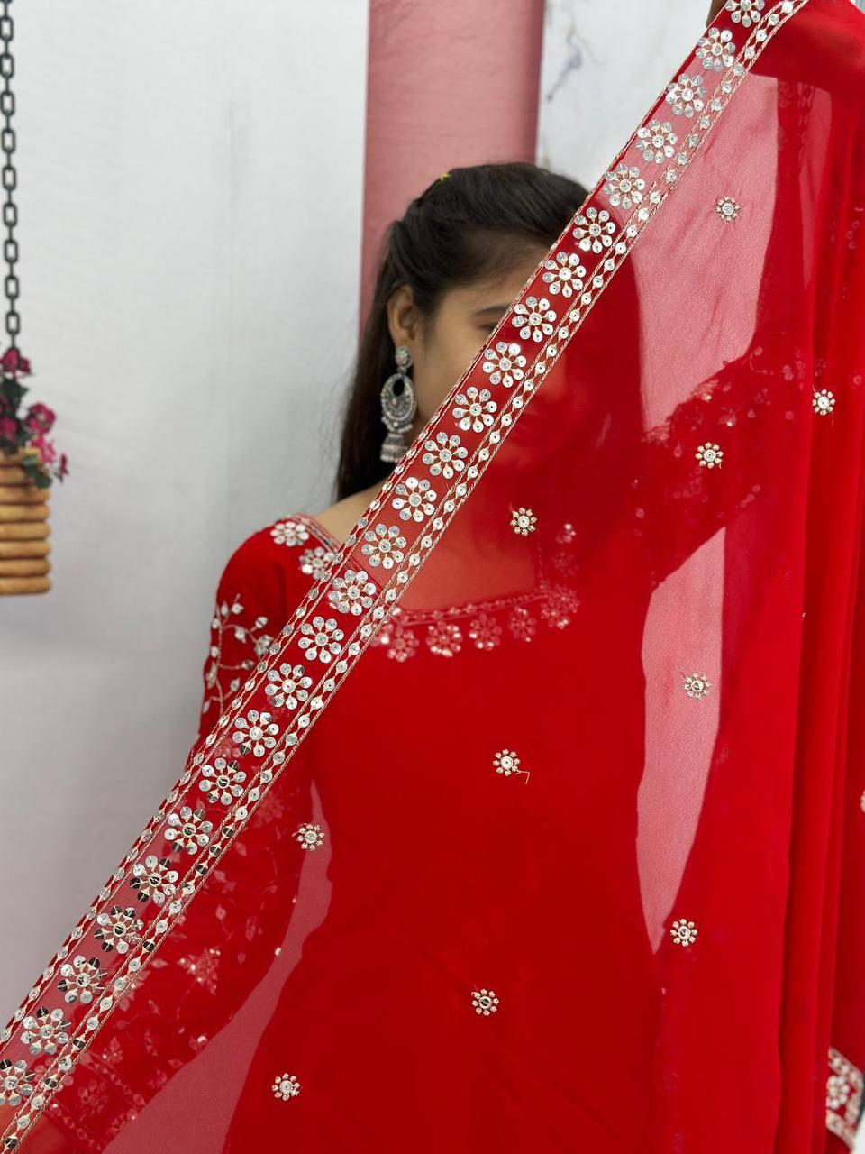 Launching Festival Plazzo Top In Red Color