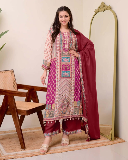 Summer Wear Dress in Chinon Fabric