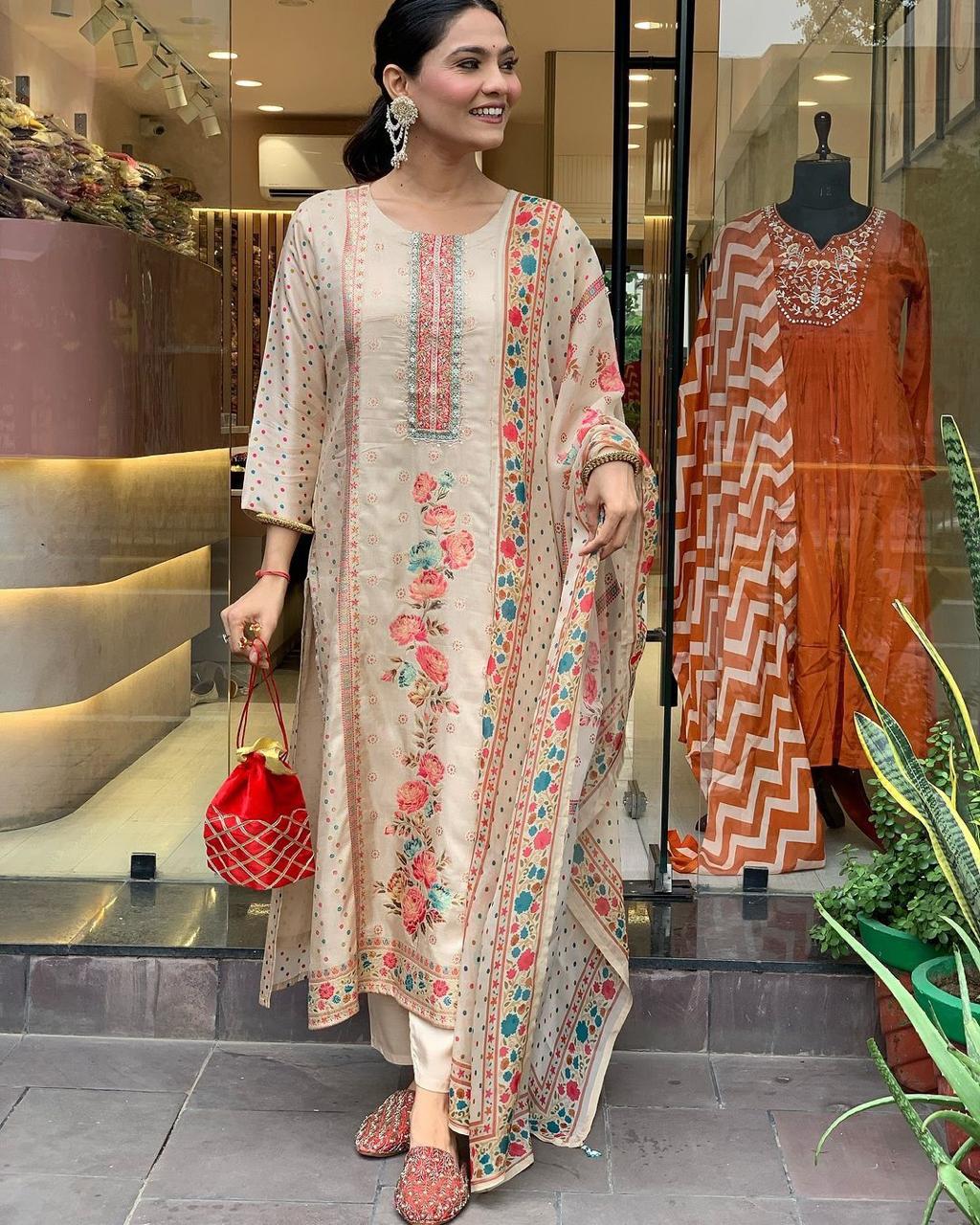 Multi Color Beautiful Partywear Dress