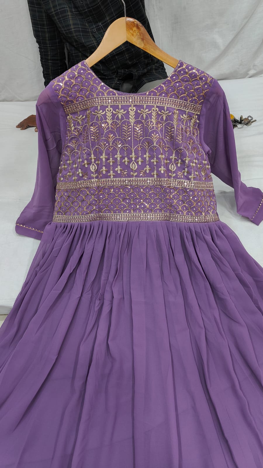Zari-Thread & Sequins Embroidery gown Made For Desirable Women's Who Deserve It in purple color