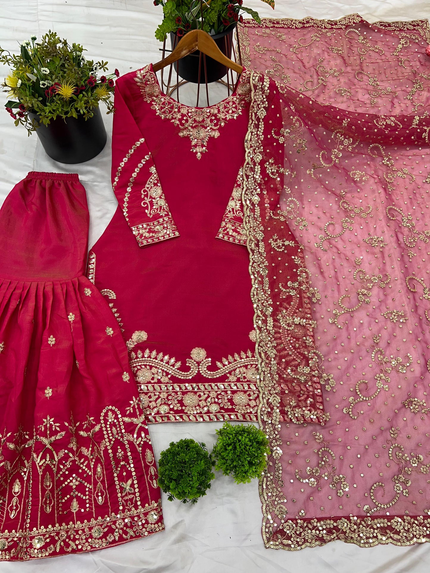 Pink Color Beautiful Georgette Plazo Dress