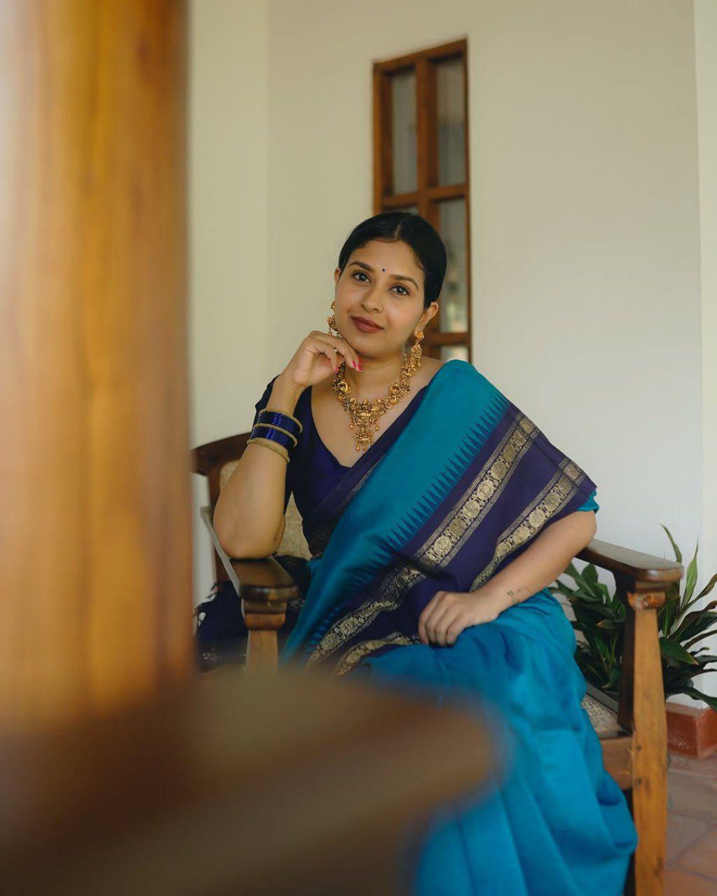 Sky Blue Color Beautiful Silk Saree for daily wear use