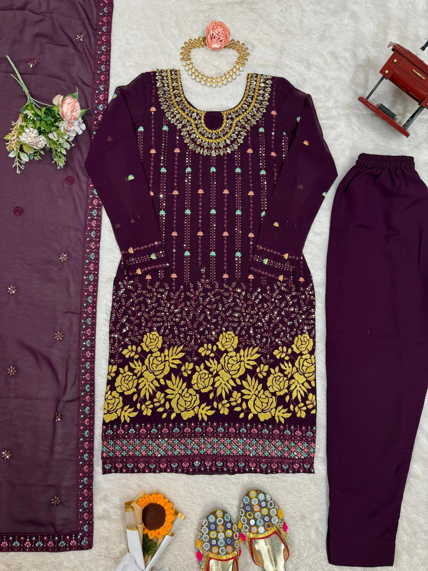 Purple Color Partywear Dress in Georgette FAbric