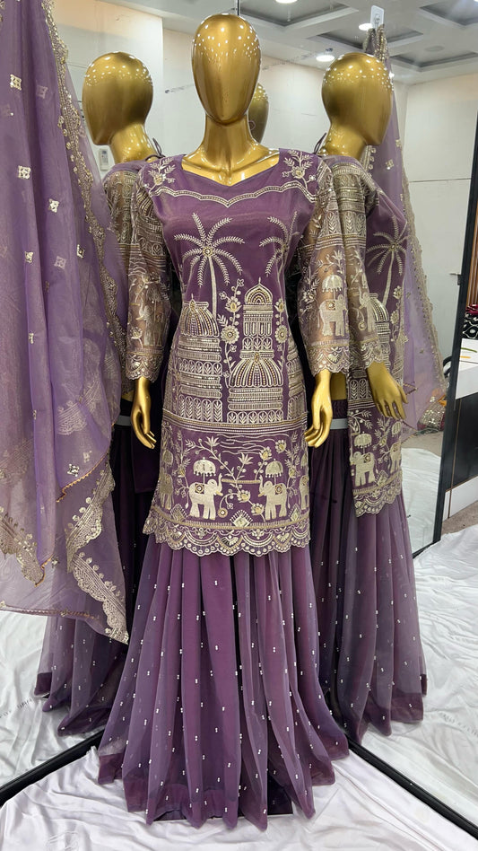 Designer Collection In Twill Net With Heavy Embroidery Sequence Work Top-Bottom And Dupatta