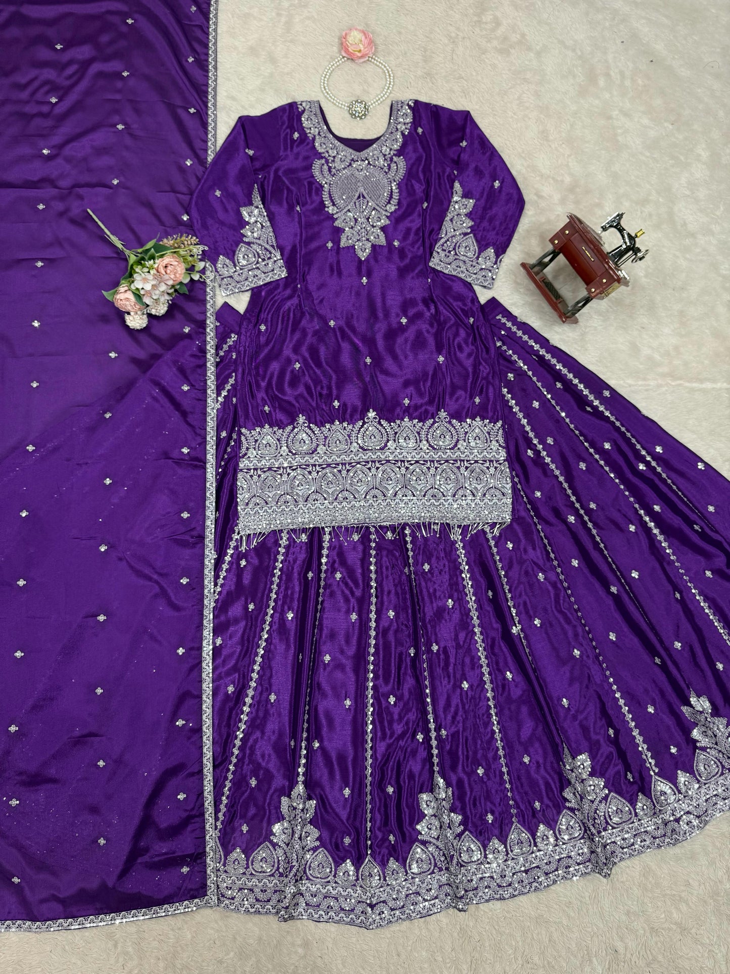Purple Color Beautiful Partywear lehenga choli