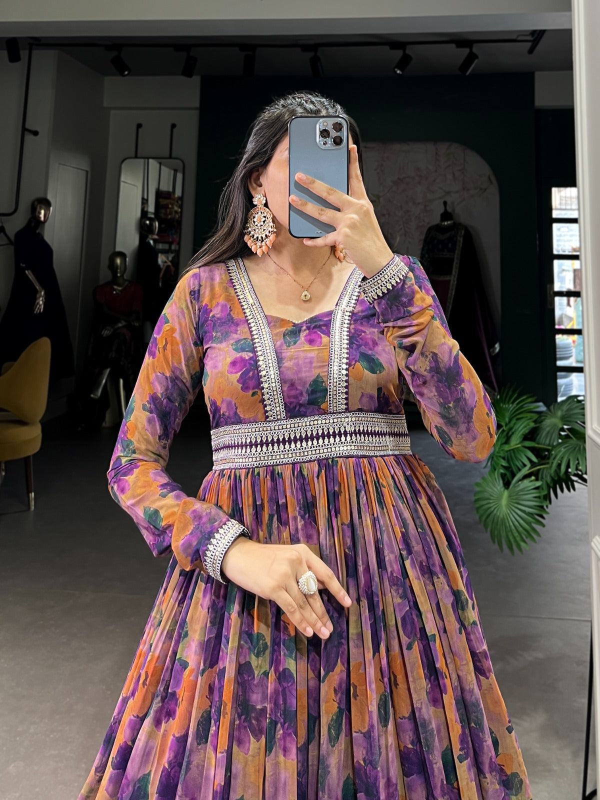 Floral Finesse With A Georgette fabric gown