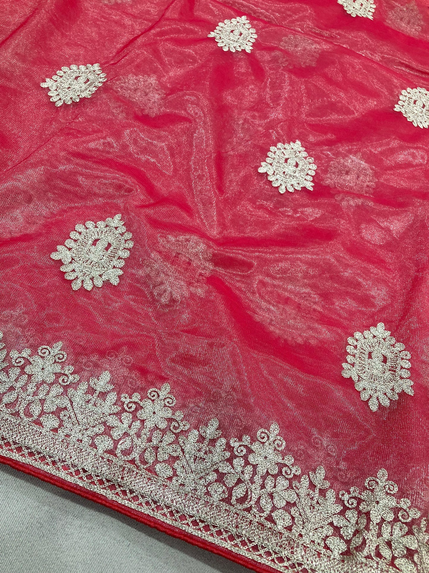 Party Wear Twill Net Saree in pink color