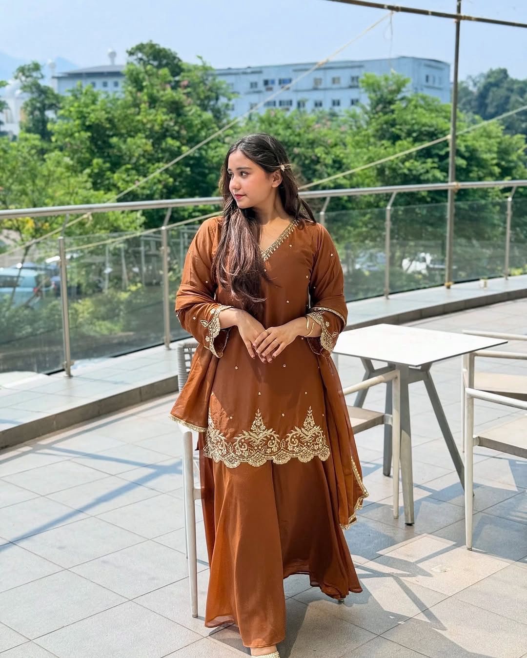 Golden Color Beautiful Partywear Dresss