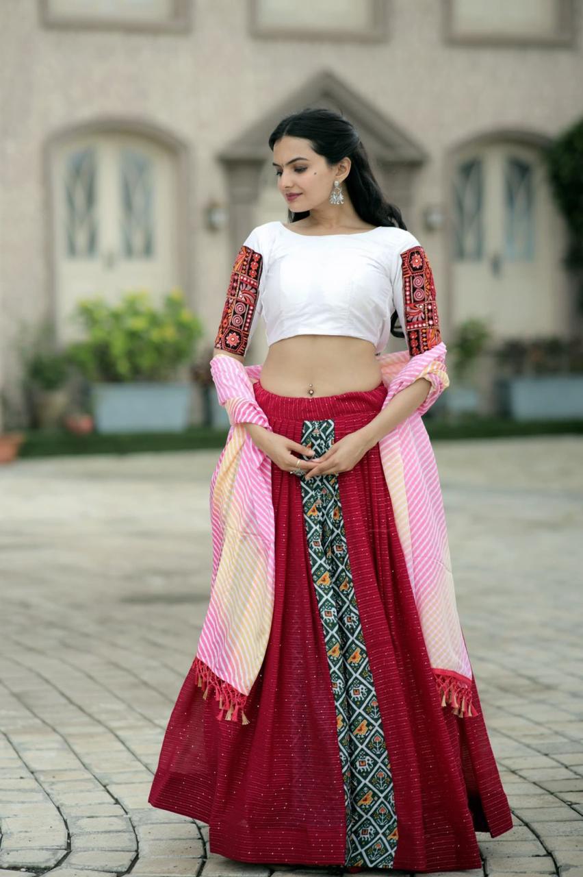 Navratri Special Premium Fabric Viscose Crochet Gives Traditional Looks For Lehenga choli With Dupatta