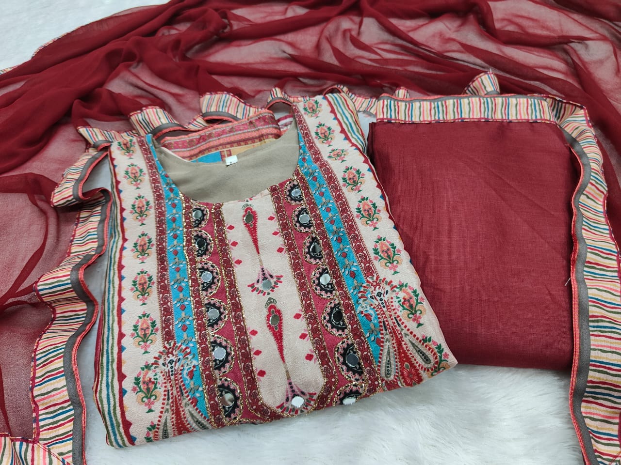 Summer Wear Dress in Chinon Fabric