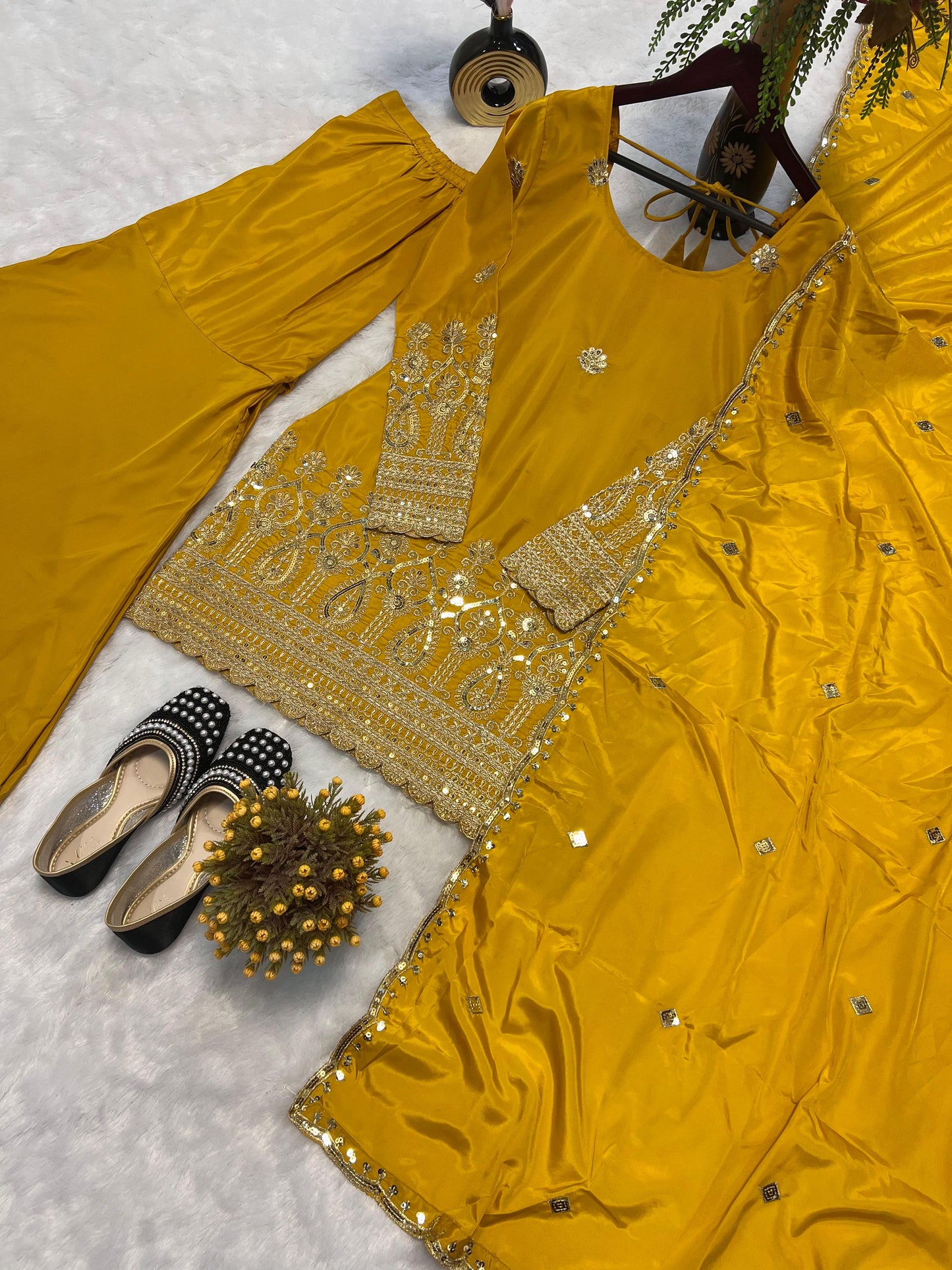 Yellow Color Beautiful Partywear Dress for haldi