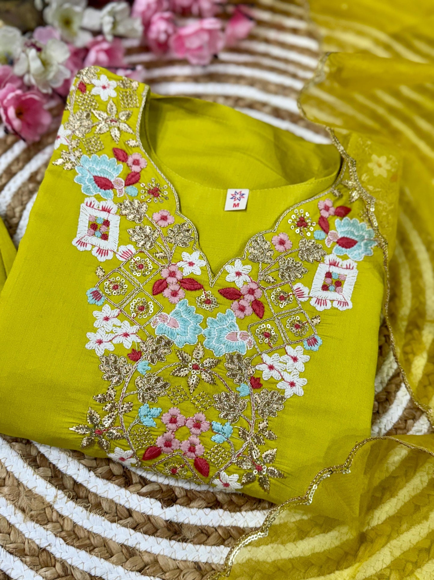 Yellow Color Beautiful Chanderi Silk Fabric dress for daily wear