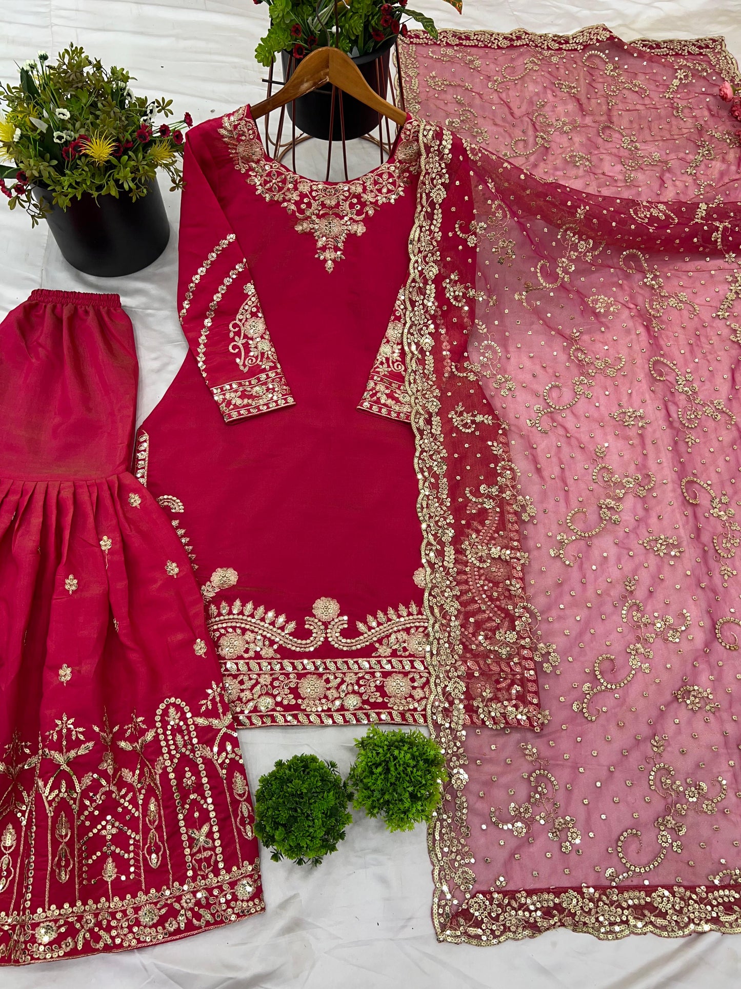 Pink Color Beautiful Georgette Plazo Dress