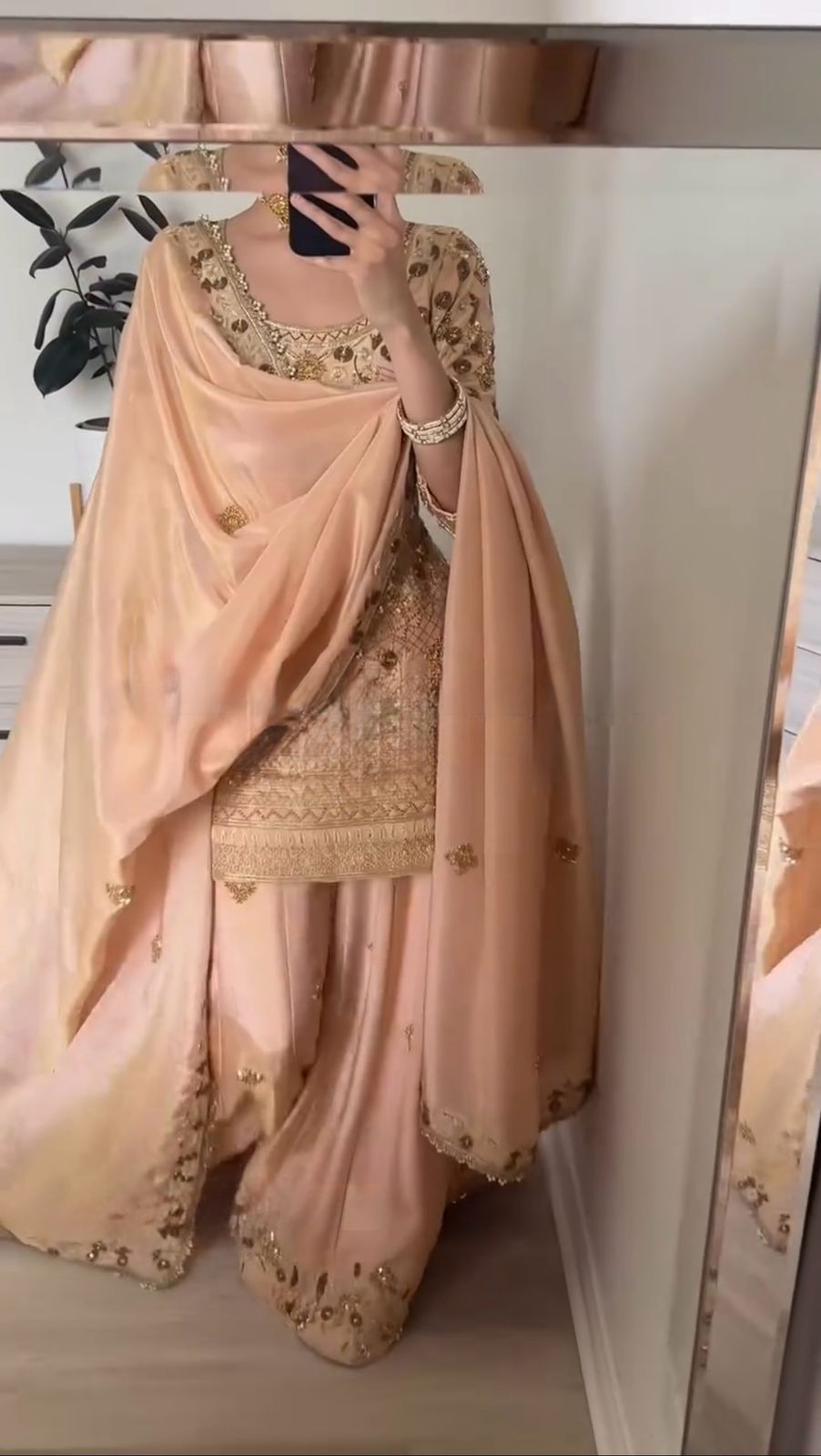 Beige Color Beautiful Cotton Heavy Partywear Suit