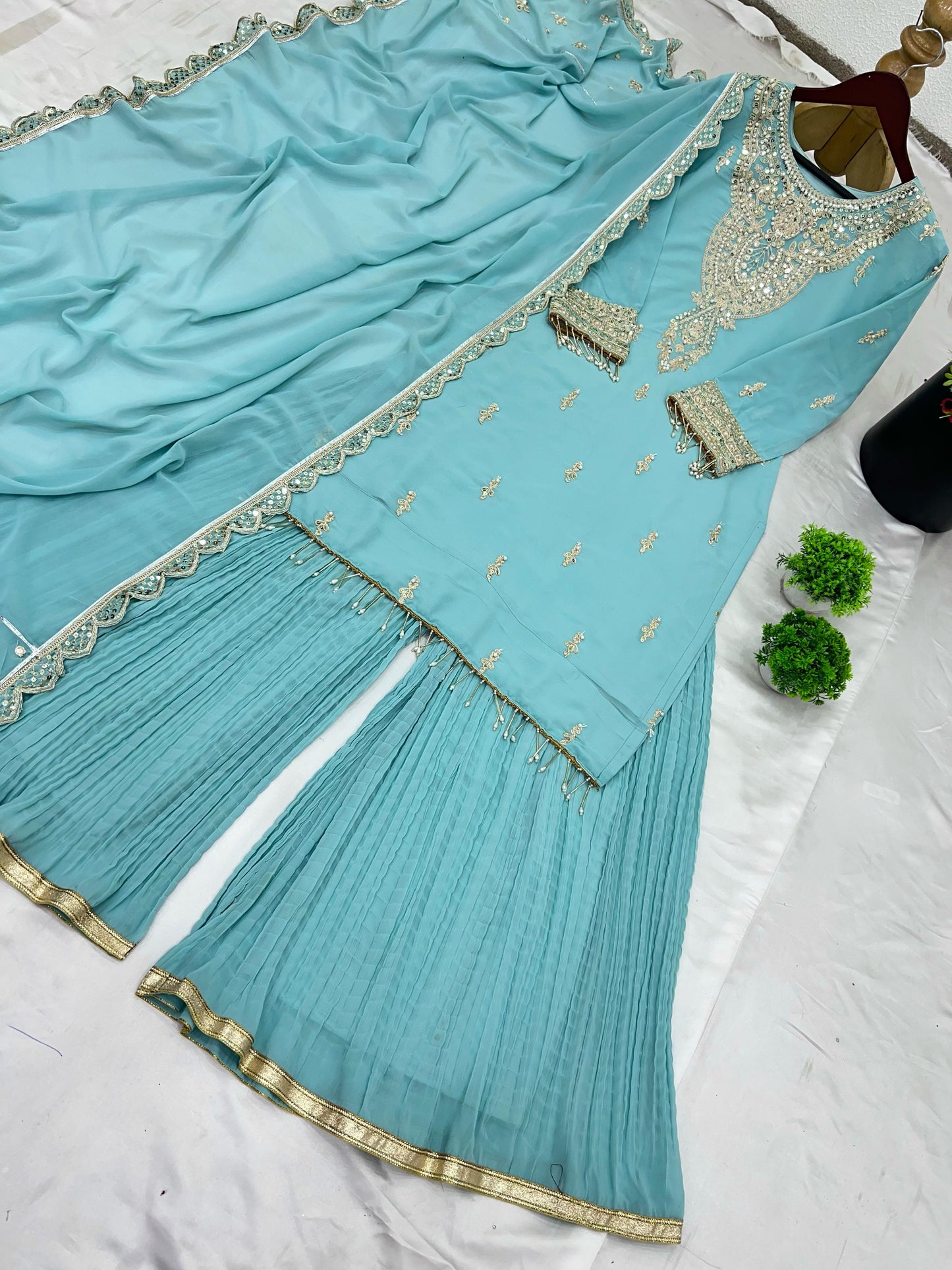 Sky BLue Color Beautiful Partywear Dresss