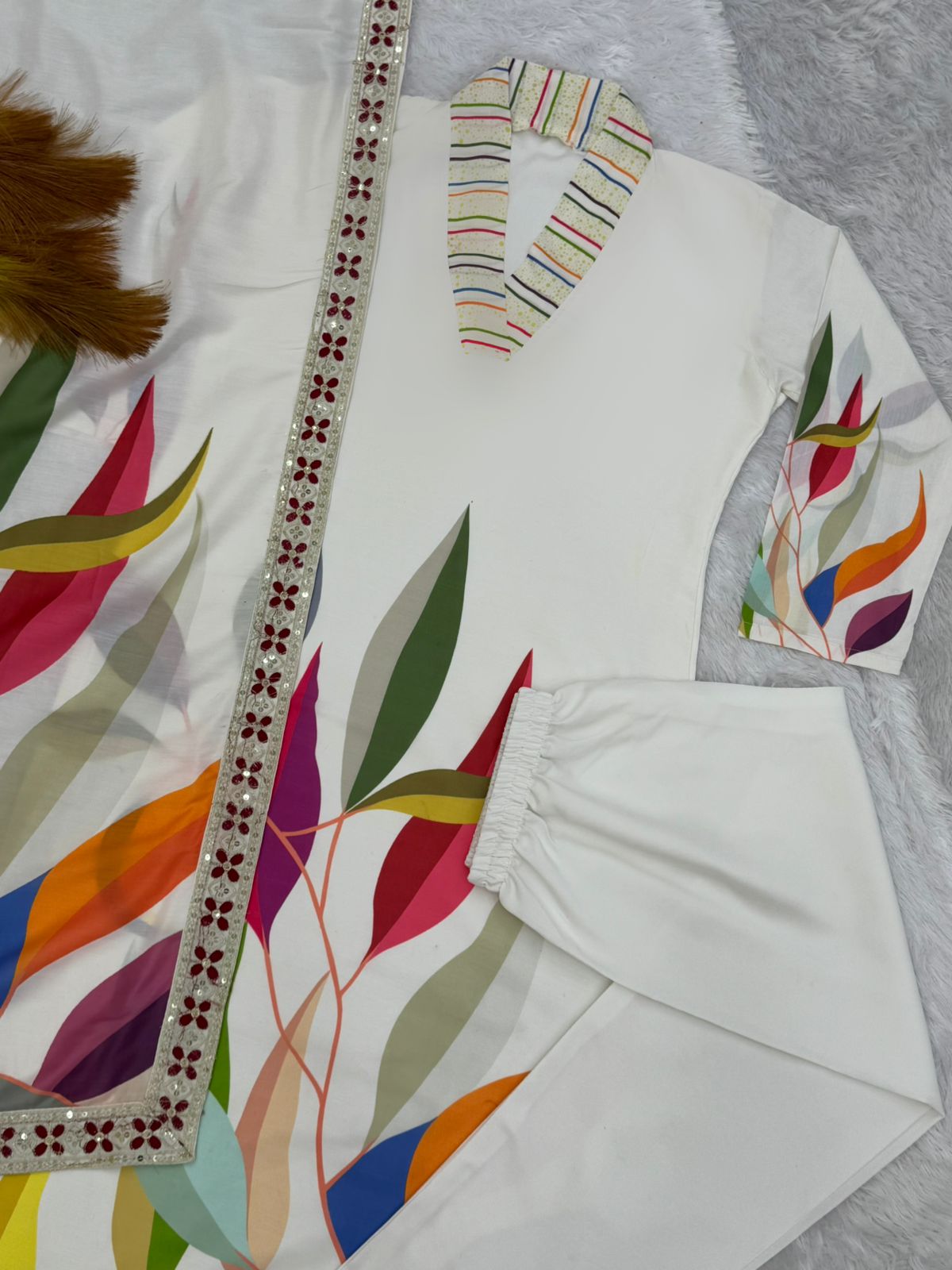 Fancy Design With Digital Printed Top - Pent With Dupatta