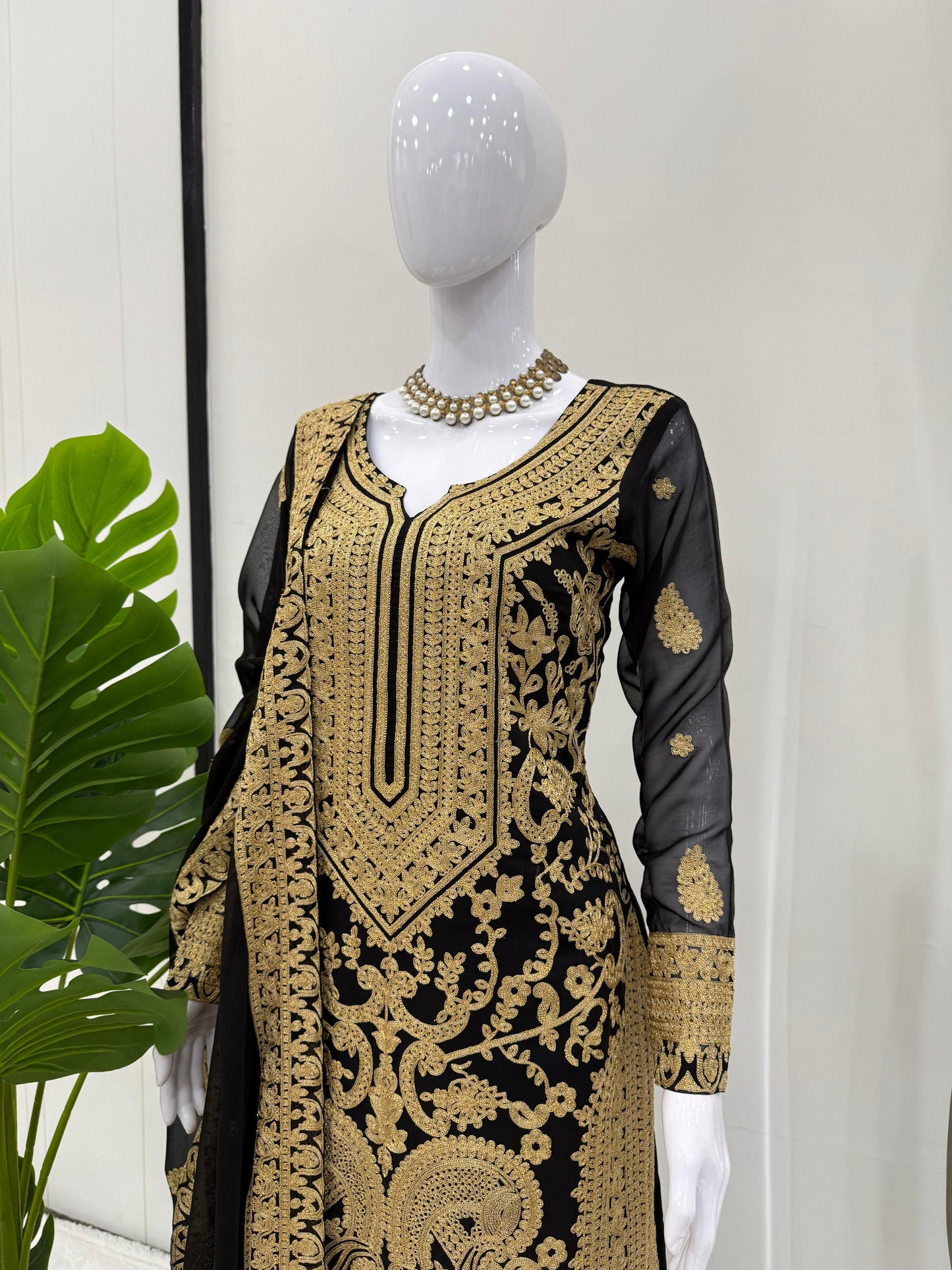 Black Color Beautiful Partywear Dress in Georgette Fabric