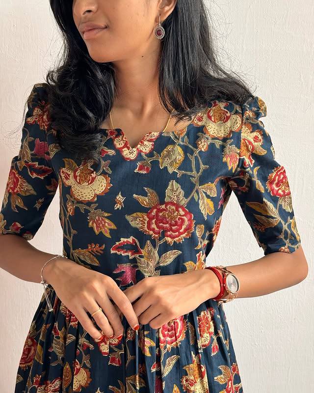 Cotton Wear Kurti Gown For Summer Wear in blue color