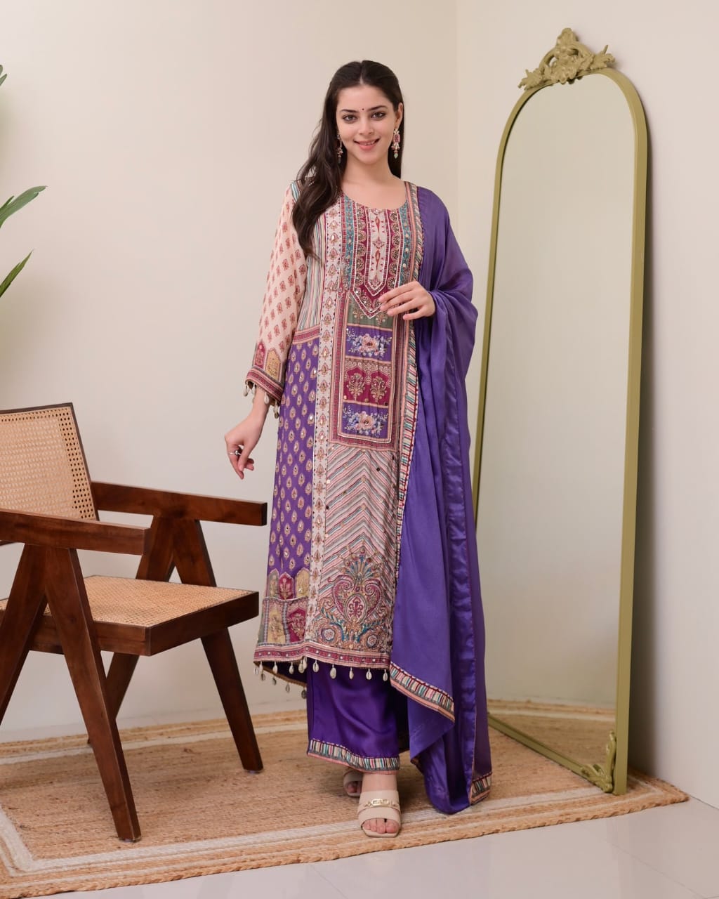 Summer Wear Dress in Chinon Fabric