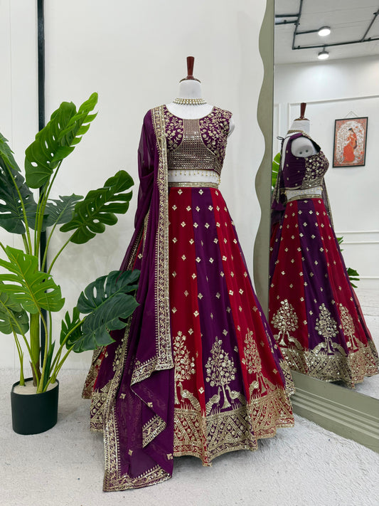 beautiful colorful lehenga choli in goergette fabric