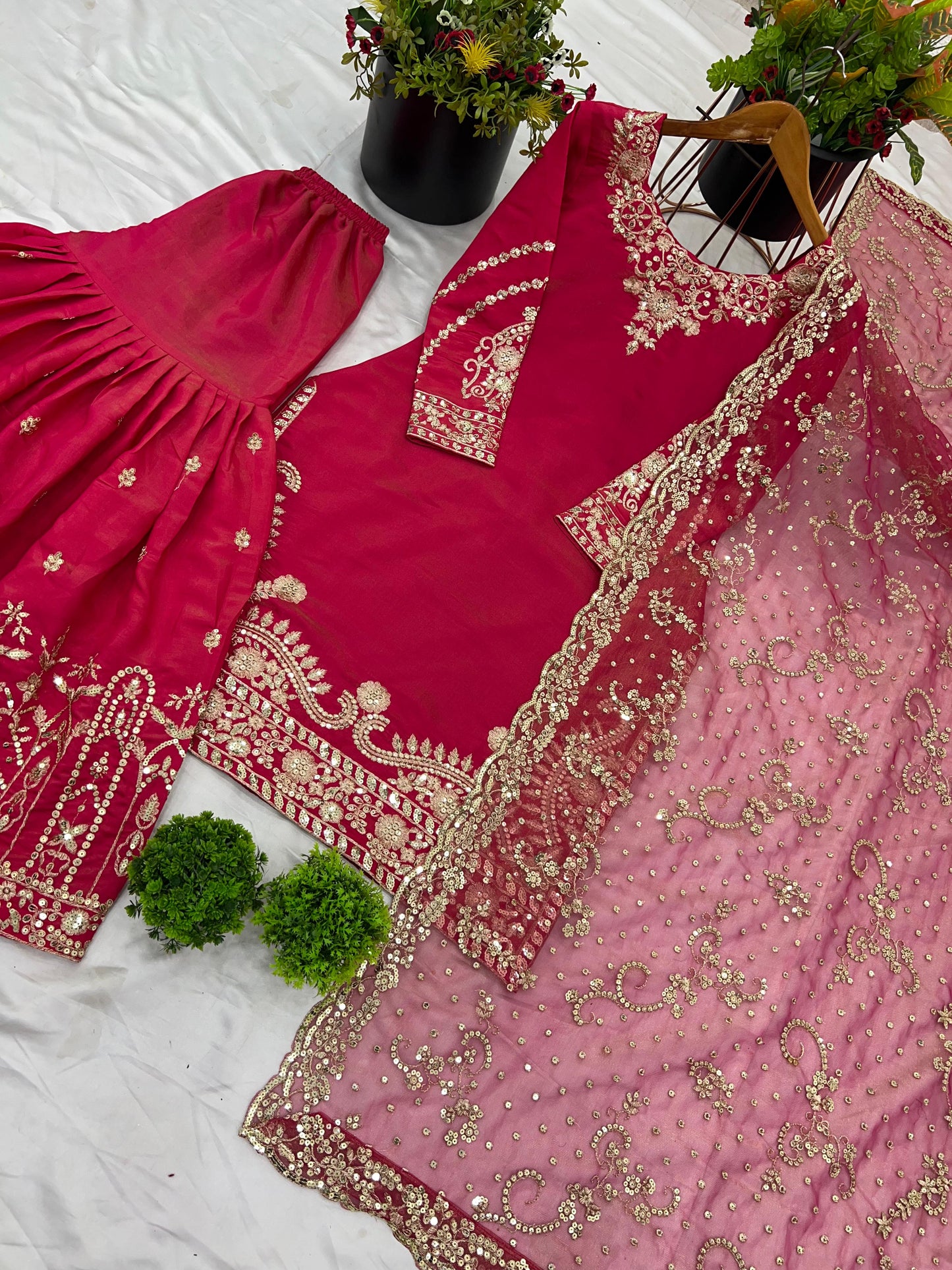 Pink Color Beautiful Georgette Plazo Dress