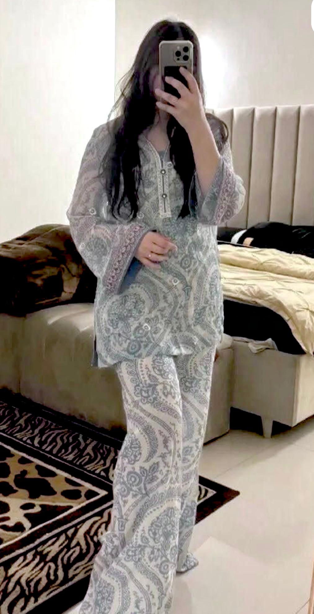 Designer Party Wear Look Pur Cifon Georgette Top & Farshi Palazzo With Dupatta Set