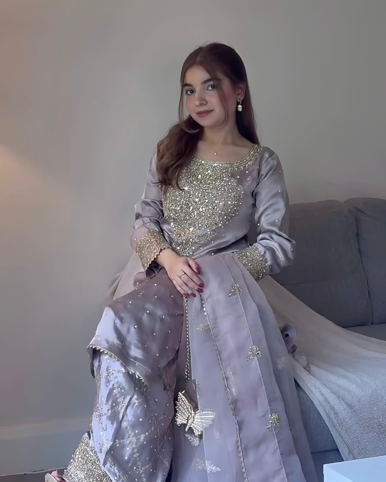 Beautiful Partywear Plazo Suit in crepe fabric